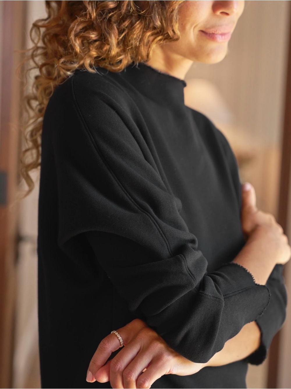 Frank & Eileen IZZIE Sweatshirt Party Dress, Black 100% Cotton Raw Hem, Medium M - Picture 3 of 9